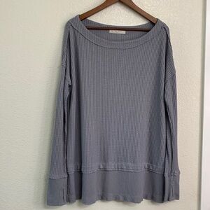 We The FREE PEOPLE Gray North Shore Oversized Thermal Tee Shirt sz S Women's